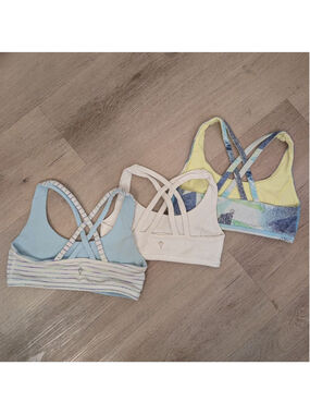 Girl's Lululemon Ivivva Athletic Sports Bras White Blue Yellow 8yo to 10yo